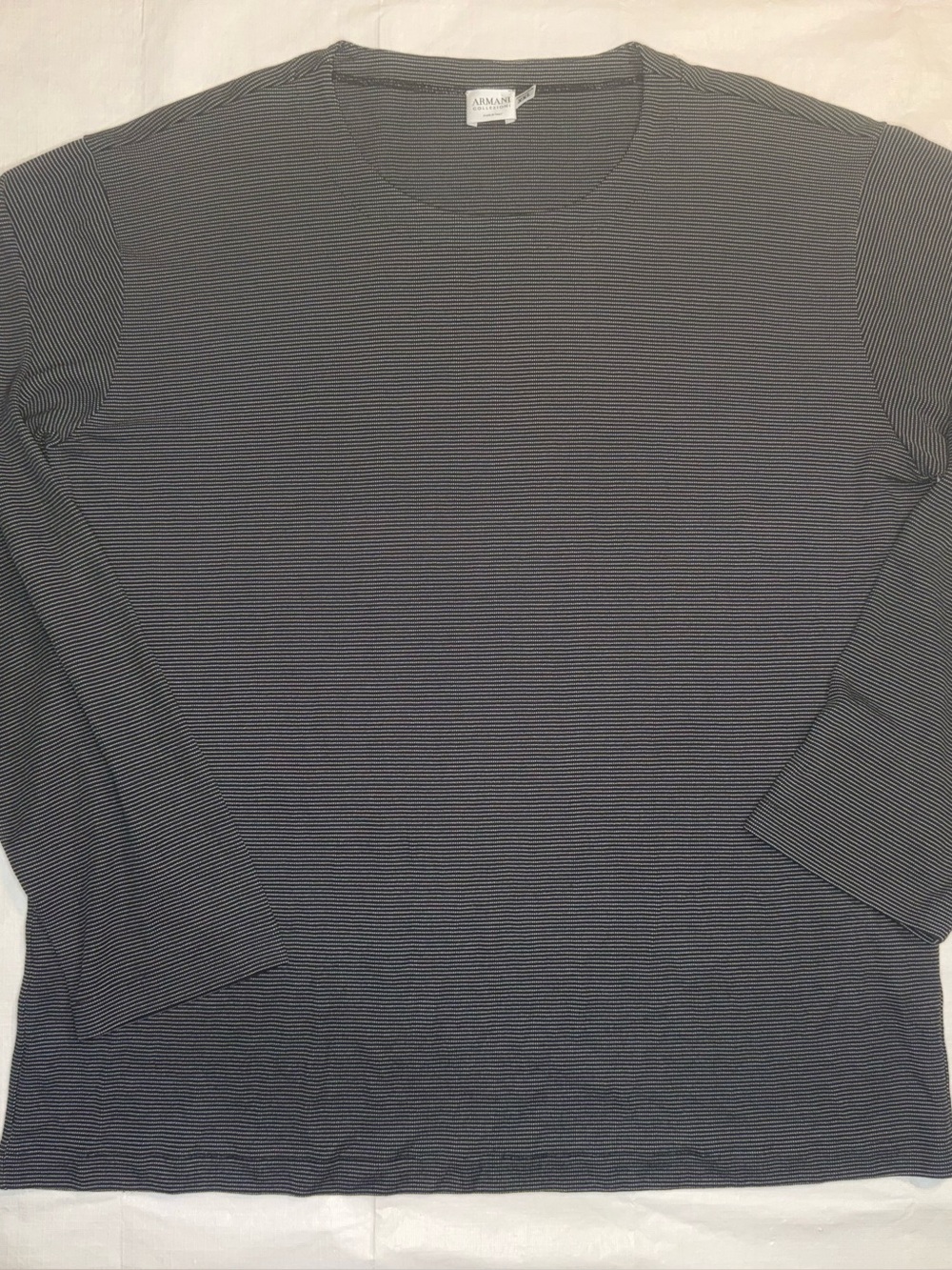 Armani Collezioni Navy & White Microstripe Crewneck Top